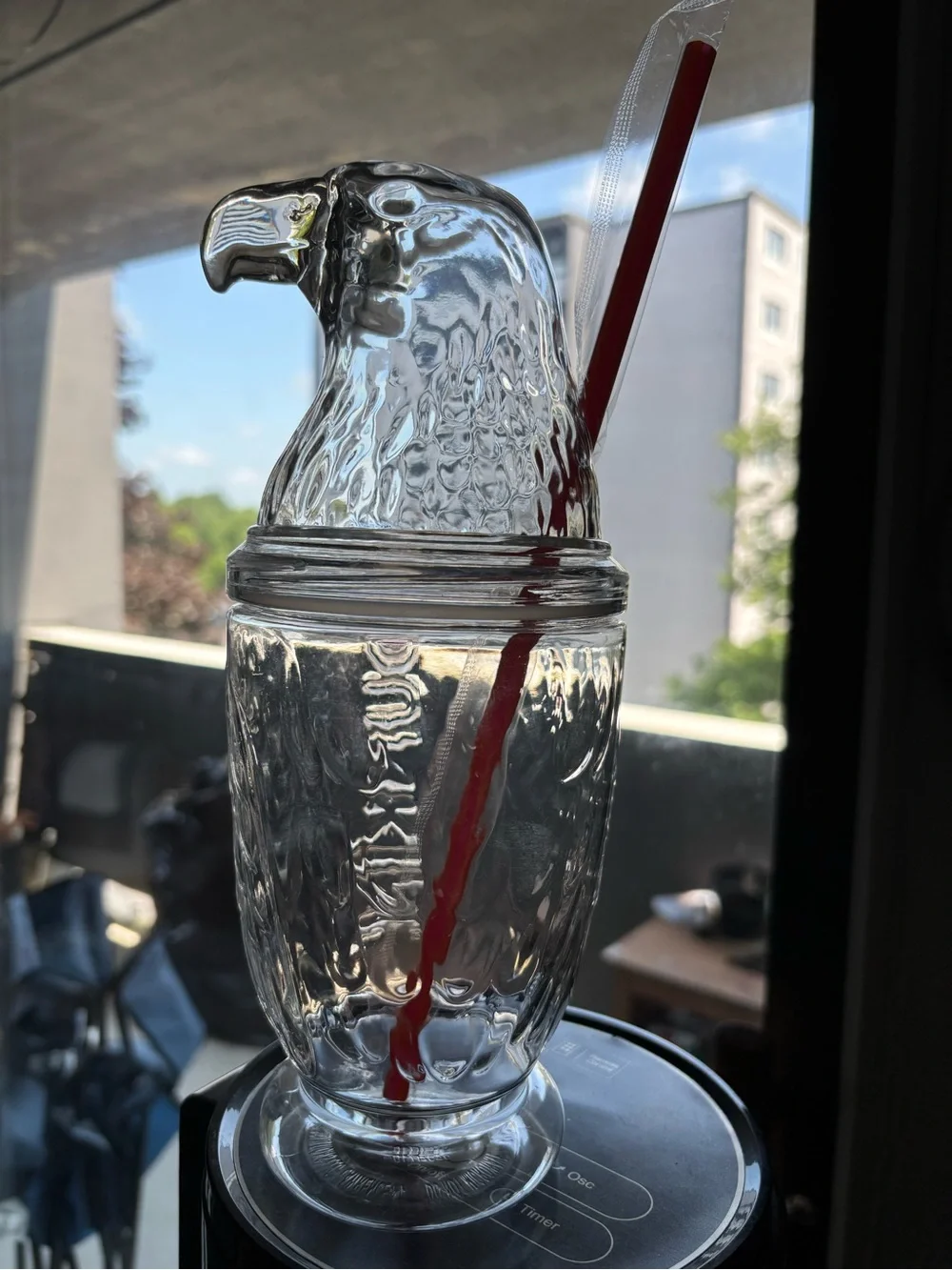 Dunkin Clear Eagle Tumbler with Orange-Red Straw